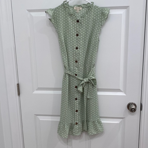 green emerald velvet dress Green 1940s Polka Dot Bowknot Patchwork Dress main image 1